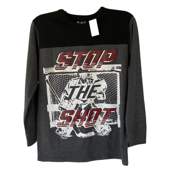 NWT The Children's Place Boys Long Sleeve Stop the Shot Graphic Top Shir… - Picture 1 of 3